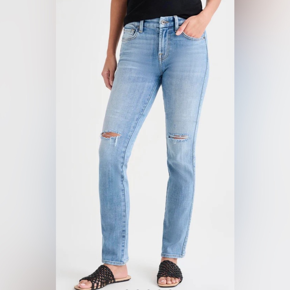 Splendid‎ Midrise Straight Leg Jeans Light Wash Distressed RS3C200 Size 24